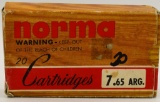 20 Rounds Of Norma 7.65 ARG Ammunition