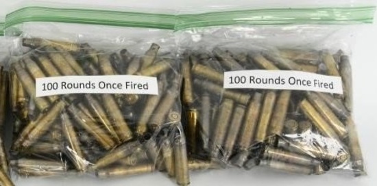 200 Count of Once Fired 5.56 Empty Brass Casings