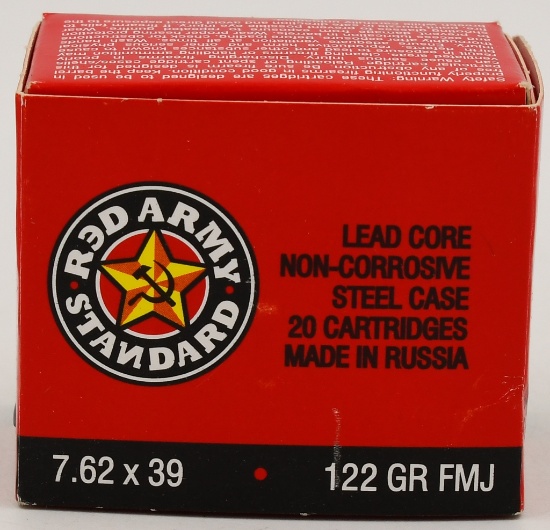 20 Rounds Of Red Army 7.63x39mm Ammunition