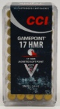 50 Rounds Of CCI Game Point .17 HMR Ammunition