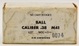 50 Rounds Of Ball M41 .38 Caliber Ammunition