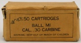 50 Rounds Of Military Ball M1 .30 Carbine Ammo