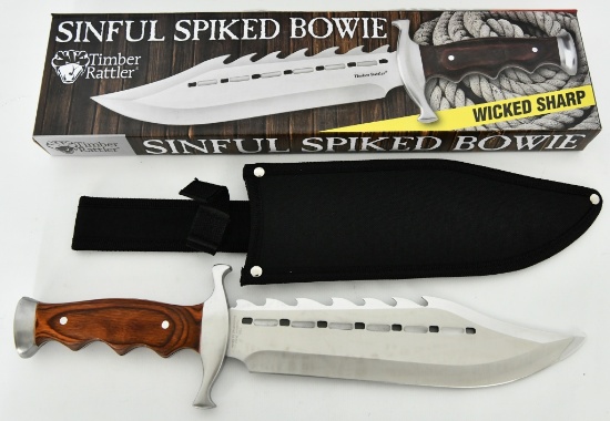 Timber Rattler Sinful Spiked Bowie Knife New In