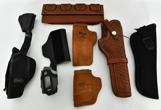 Huge Lot of Various Sized Leather & Nylon Holsters