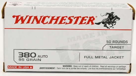 50 Rounds Winchester USA .380 ACP Ammunition