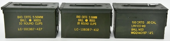 Lot of 3 USGI Military Ammo Cans