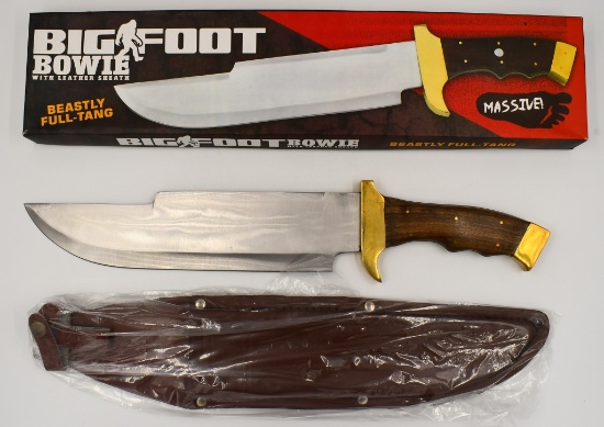 Big Foot Bowie Fixed Blade Knife W/ Leather Sheath