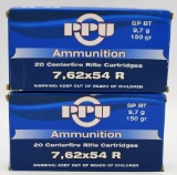 40 Rounds Of PPU 7.62x54R SPBT Ammunition