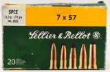 20 Count Of Sellier & Bellot 7x57 Empty Brass