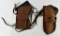 Lot of 2 Unmarked Tan Leather Left Handed Holsters