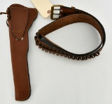 Unmarked Tan Leather Holster & Leather Belt