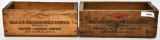 Lot of 2 Collector Western Wood Ammo Crates