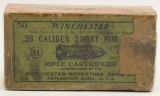 Rare Collector Box Of Winchester .38 Short Rim