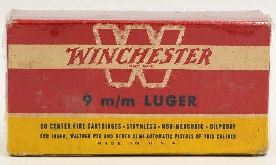 Rare Collector Box Of Winchester 9mm Luger Ammo