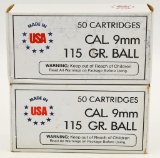 100 Rounds Of USA 9mm Luger Ammunition