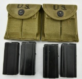 Lot of 4 .30 Carbine 15 Rd Magazines W/ 2 Pouches