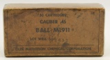 50 Rounds Of Military Ball M1911 .45 Cal Ammo