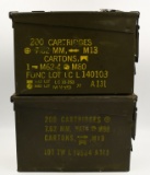 Lot of 2 Heavy Duty Metal Military Ammo Cans