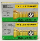 100 Rounds of Sellier & Bellot 7.62x25 Tokarev