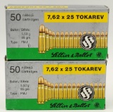 100 Rounds of Sellier & Bellot 7.62x25 Tokarev