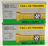 100 Rounds of Sellier & Bellot 7.62x25 Tokarev