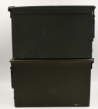 Lot of 2 Heavy Duty Metal Military Ammo Cans