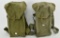 2 Vintage WWII UnMarked Large Magazine Pouches