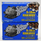 100 Rounds Silver Bear 9x18 Makarov Ammunition