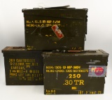 Lot of 3 Heavy Duty Metal Military Ammo Cans