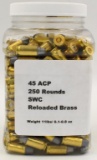 250 Rounds Of Remanufactured .45 ACP Ammunition