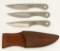 3 Hibben Stainless Steel Throwing Knives & Sheath