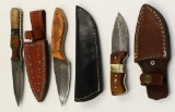 Lot of 3 Damascus Steel Fixed Blade Knives &