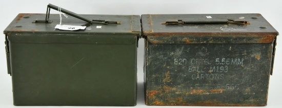 Lot of 2 Heavy Duty Metal Military Ammo Cans