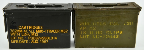 Lot of 2 Heavy Duty Metal Military Ammo Cans