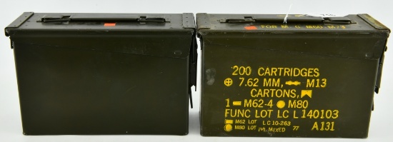 Lot of 2 Heavy Duty Metal Military Ammo Cans