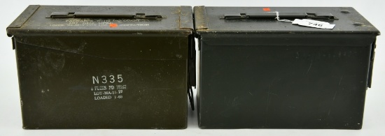 Lot of 2 Heavy Duty Metal Military Ammo Cans