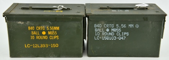 Lot of 2 Heavy Duty Metal Military Ammo Cans
