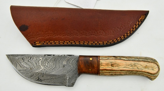 Hand Crafted Fixed Blade Damascus Knife & Sheath