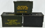 Lot of 3 Heavy Duty Metal Military Ammo Cans