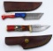 2 Custom Damascus Fixed Blade Knives With Sheaths
