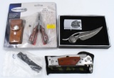 4 Various Size Folding Pocket Knives & Multi Tool