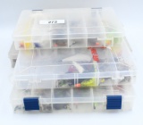 5 Plastic Tackle Boxes Loaded With Fishing Lures