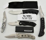 (5) Various Knives; folding pocket & dagger