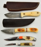 (4) Various Hunting Knives 2 dagger 2 folding pock