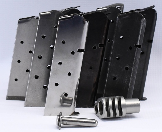 (8) Various .45 Colt Magazines & .45 Compensator