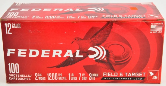 100 Count of Federal 12 Gauge Shotshells 2 3/4"