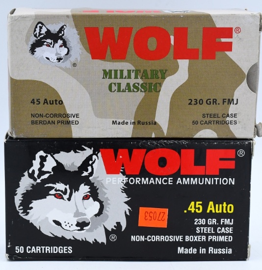 100 Rounds of Wolf .45 Auto Ammunition