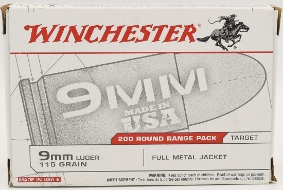 200 Rounds Of Winchester USA Range Pack 9mm Ammo
