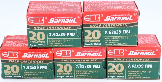 100 Rounds Of Barnaul 7.62x39mm Ammunition