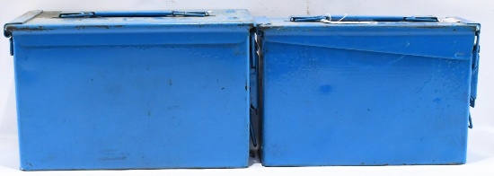 2 Heavy Duty Metal Military Ammo Cans Blue Color